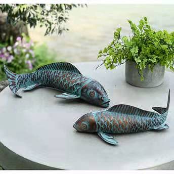 CLYB antique copper koi decor suitable for garden walls