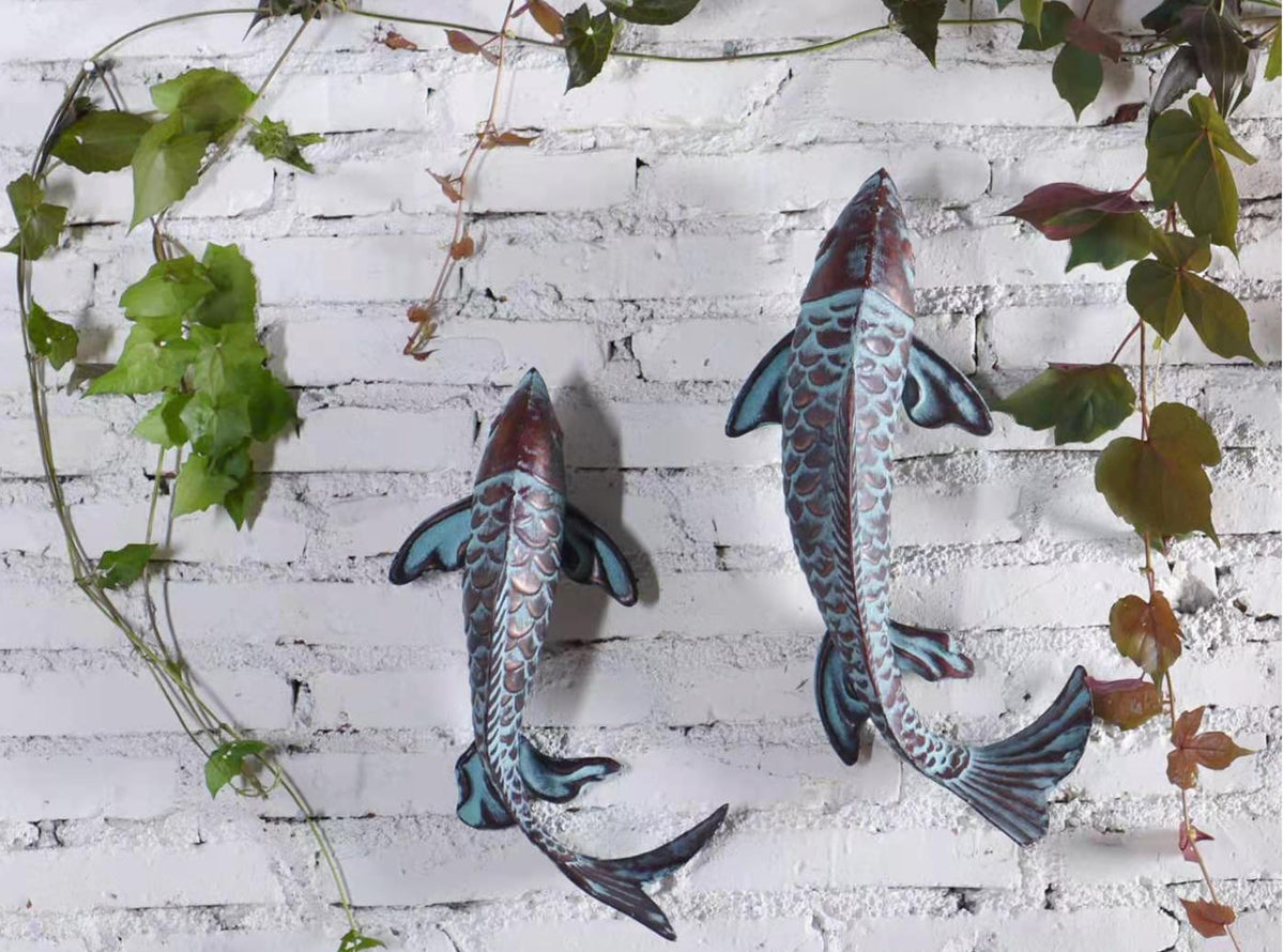 CLYB small antique copper koi statue for porch display