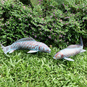 CLYB durable metal koi statue for yard and pathways