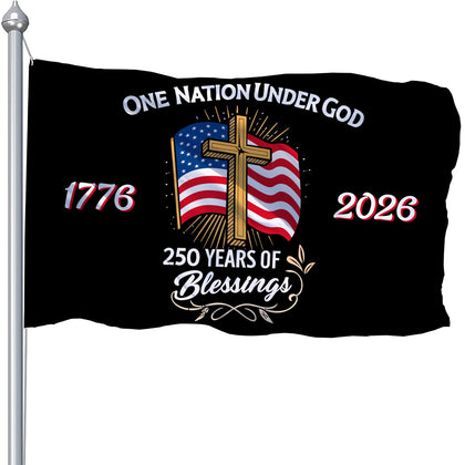 CLYTTE 250th anniversary flag front view, durable outdoor nylon for garden displays.