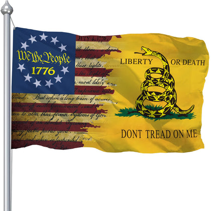 CLYTTE Don't Tread On Me flag front view with vivid colors for outdoor use