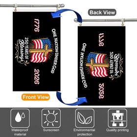 CLYTTE outdoor flag on a pole display, ideal porch or storefront.