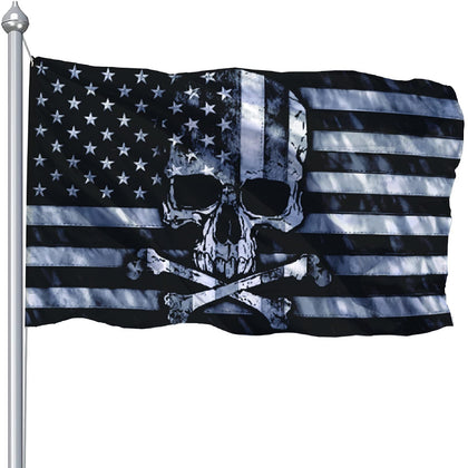 CLYTTE skull crossbones flag 3x5 ft, durable nylon for indoor or light outdoor use.