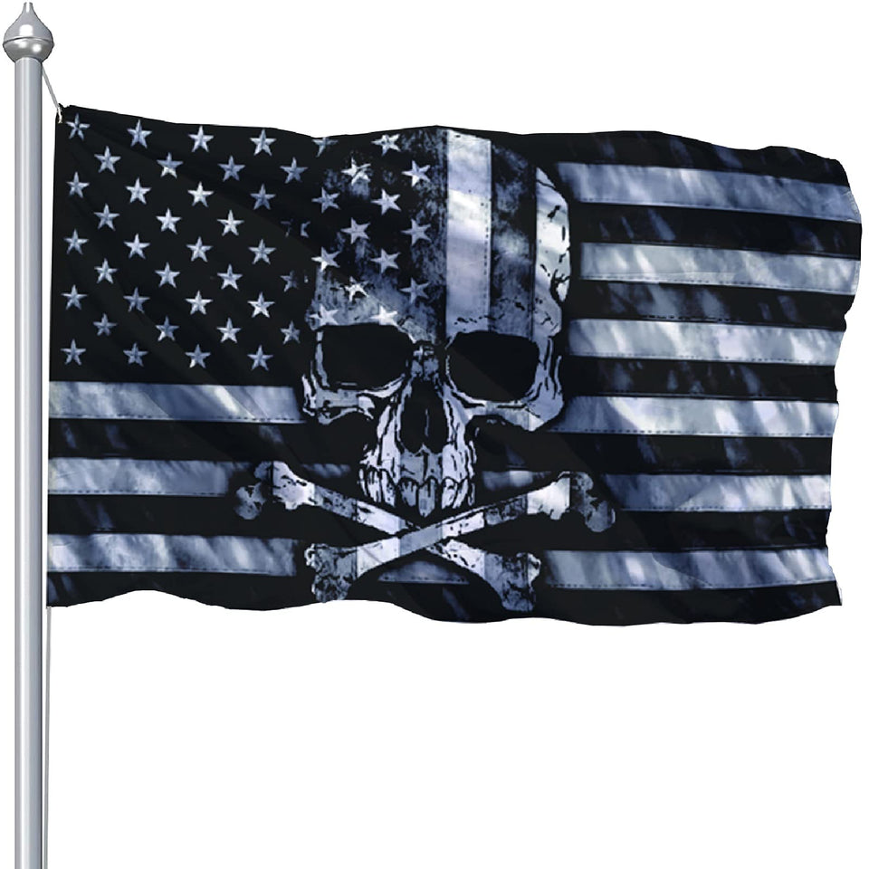 CLYTTE skull crossbones flag 3x5 ft, durable nylon for indoor or light outdoor use.