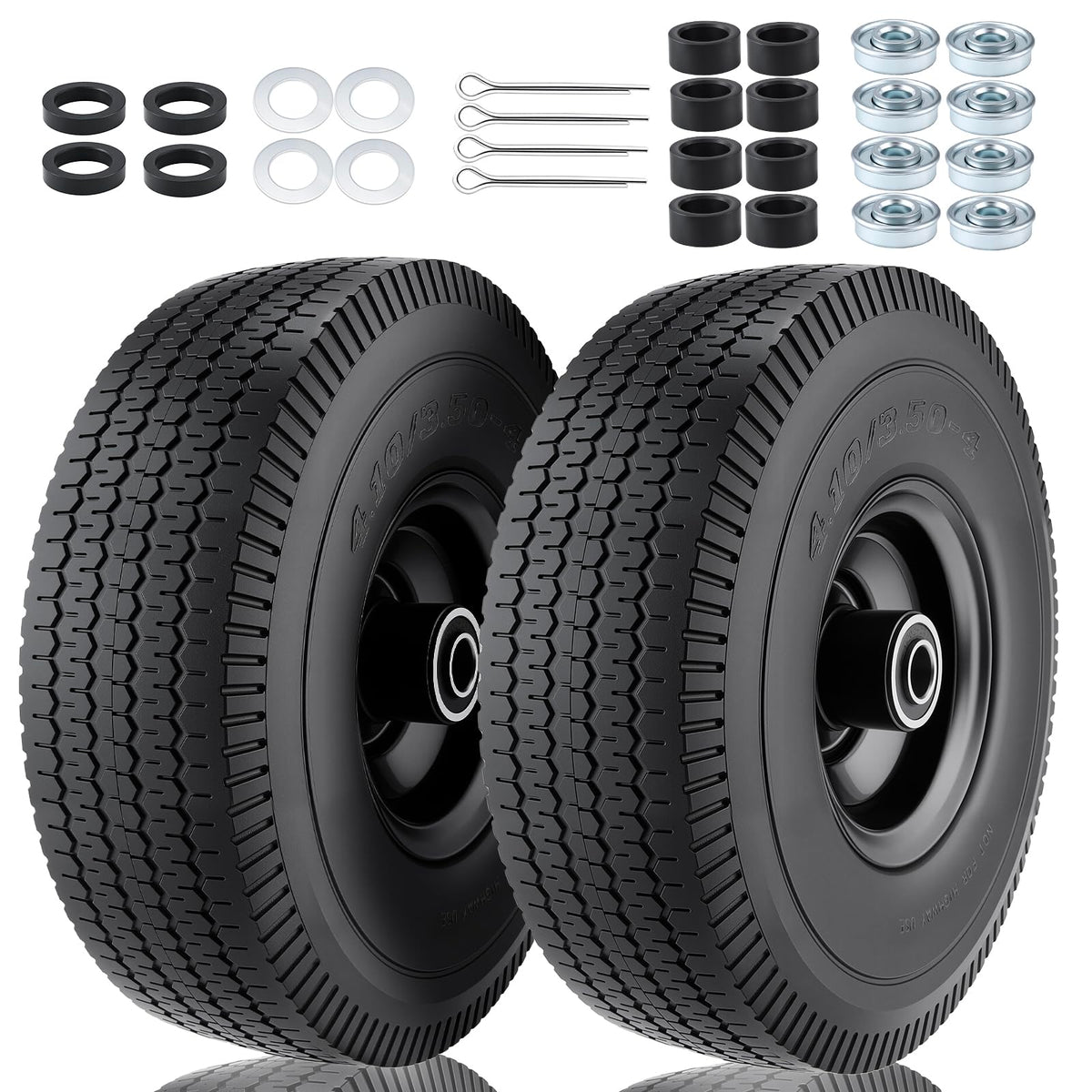 CMOOD 10 inch flat free tire side view for smooth outdoor transport