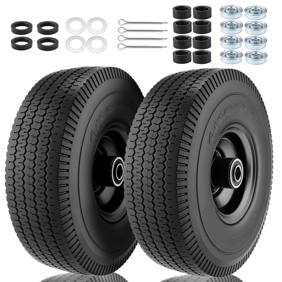 CMOOD 10 inch flat free tire side view for smooth outdoor transport