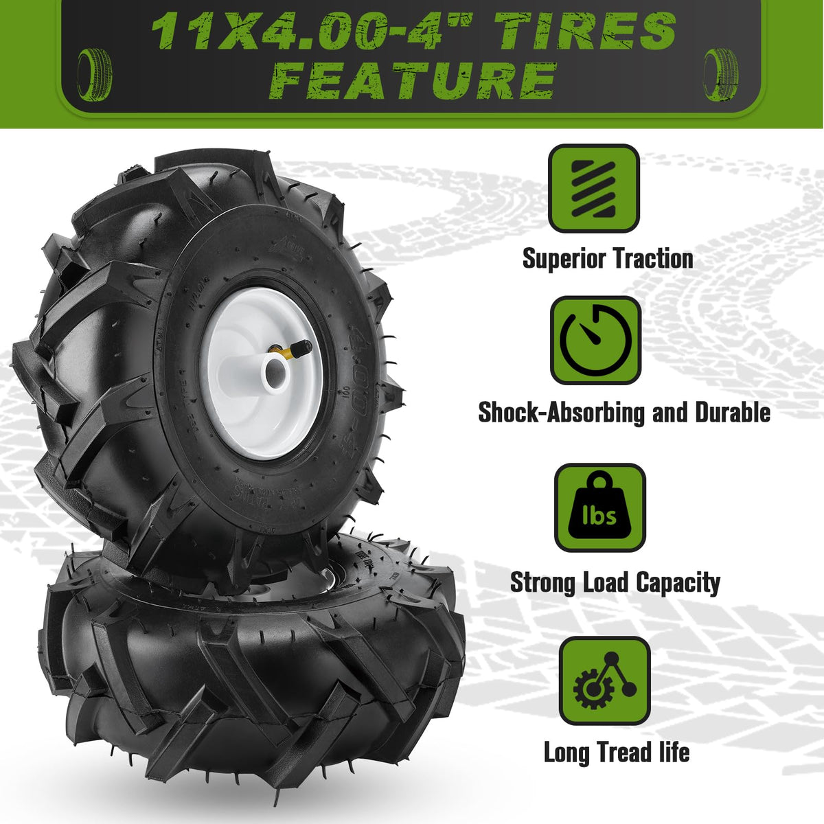 CMOOD 11x4 tiller tire pack box demonstrates convenient dual pack