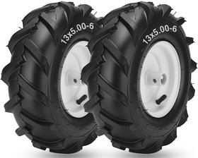 CMOOD 13x5.00-6 tiller tire left view shows rugged 4-ply build for outdoor use