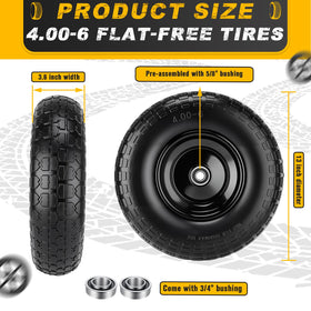 CMOOD 4.00-6 wheel assembly with bearings for easy replacement.