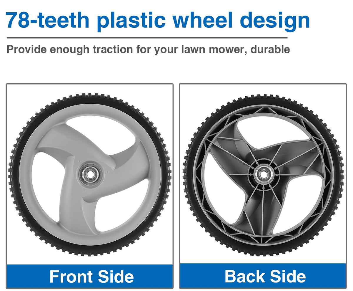 CMOOD durable rear-wheel materials built for rough lawn surfaces.