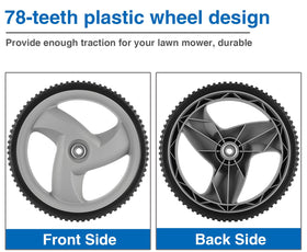 CMOOD durable rear-wheel materials built for rough lawn surfaces.