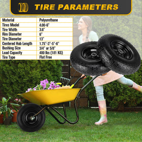 CMOOD flat-free wheel offers traction on varied surfaces.