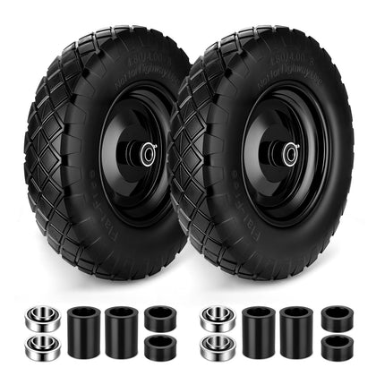 CMOOD flat-free wheelbarrow tire back view demonstrates puncture-free reliability for garden tasks.