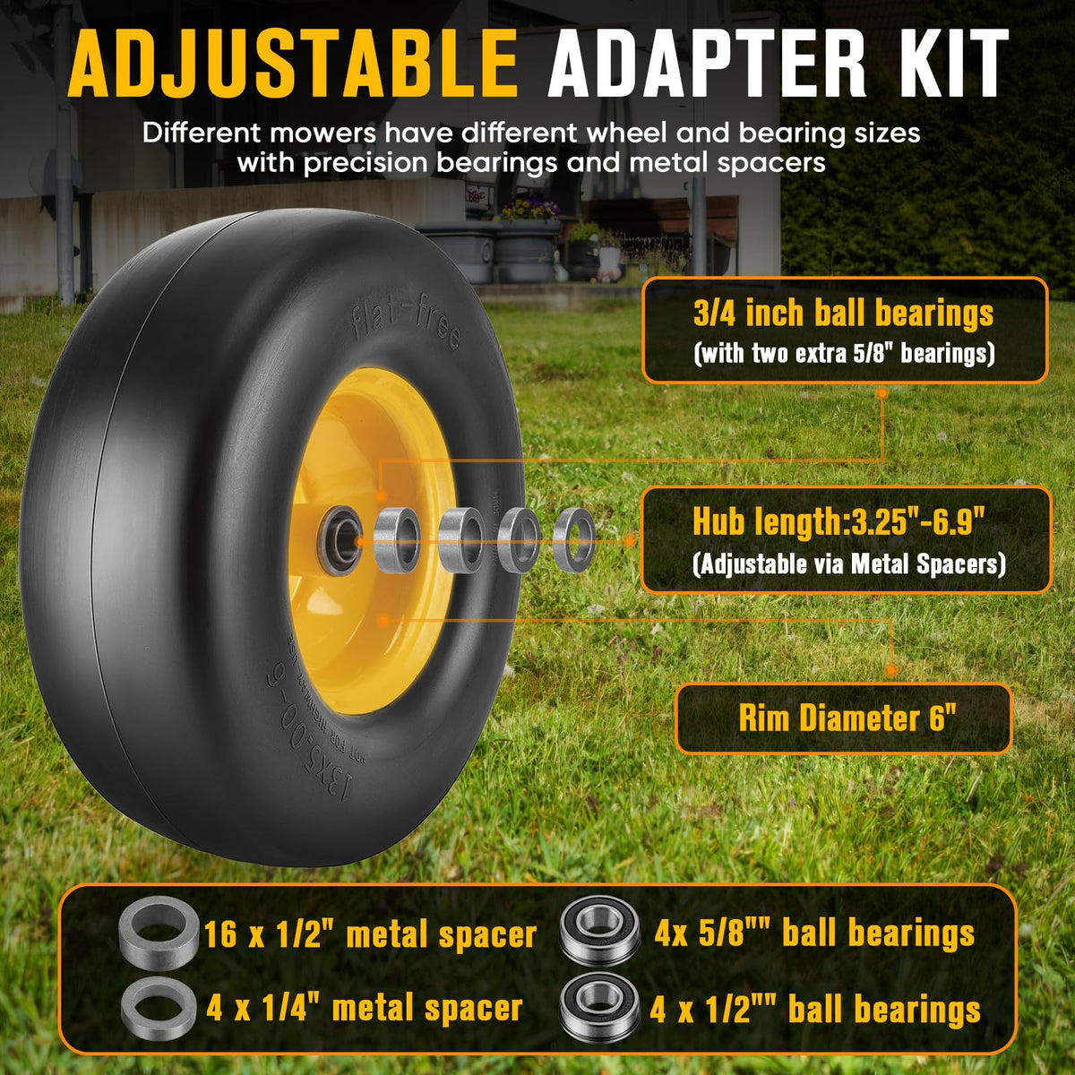 CMOOD smooth turf tread tire protecting lawns during mowing