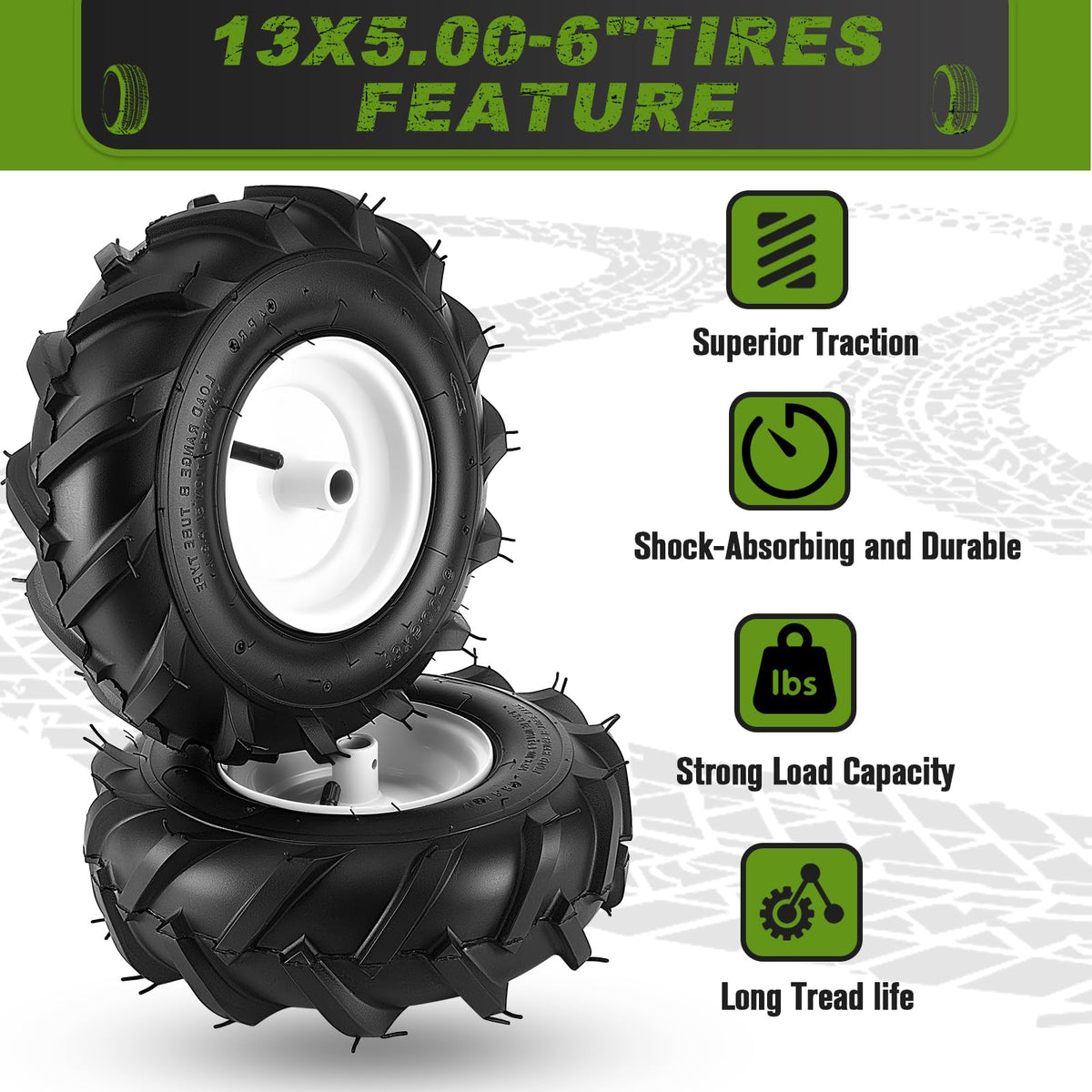 CMOOD 13x5.00-6 pair tire set ready for installation