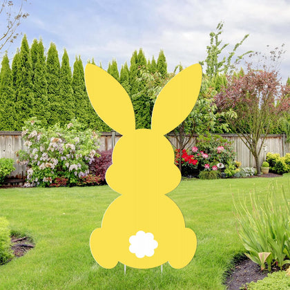 CMUSKO Easter bunny yard sign in yellow, a bold focal point for welcoming spring yards.