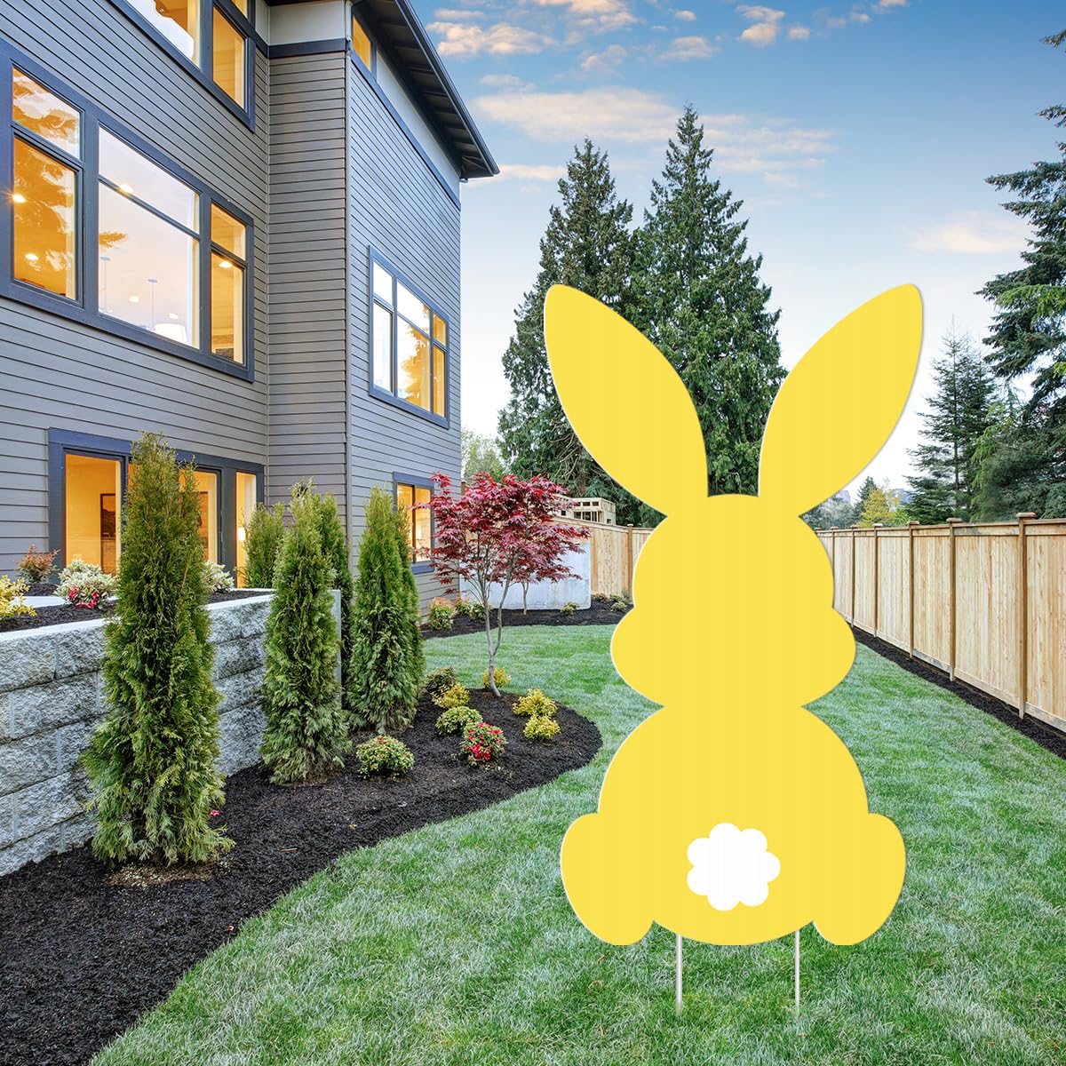 Bright yellow color adds cheerful welcome to outdoor Easter celebrations.