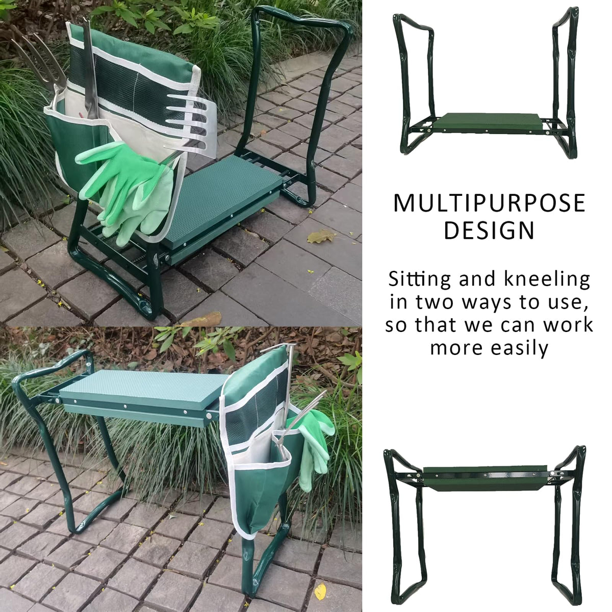 CNHZ FLOURISH garden kneeler-seat in use as a low bench.