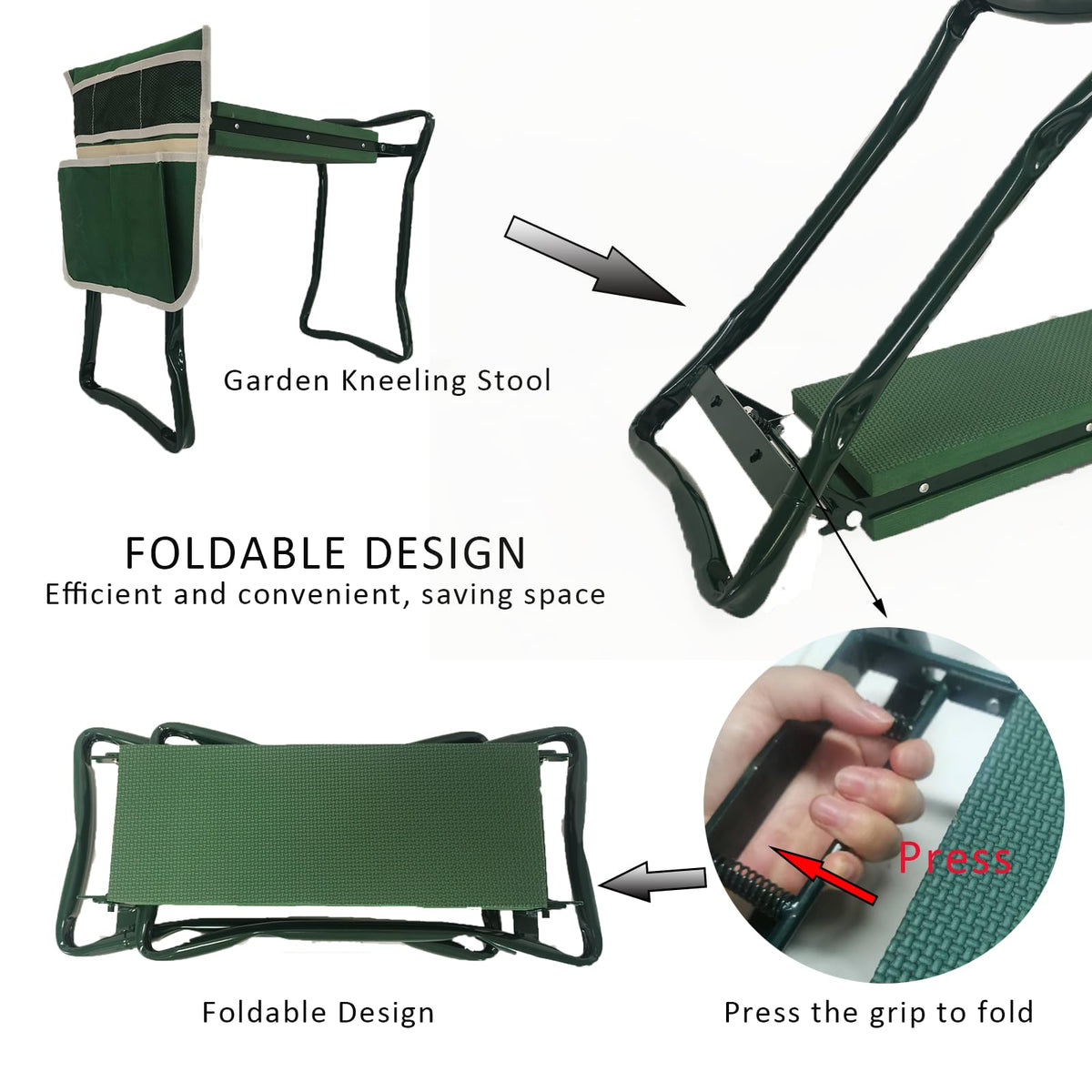 CNHZ FLOURISH sturdy frame supports kneeling and sitting tasks.
