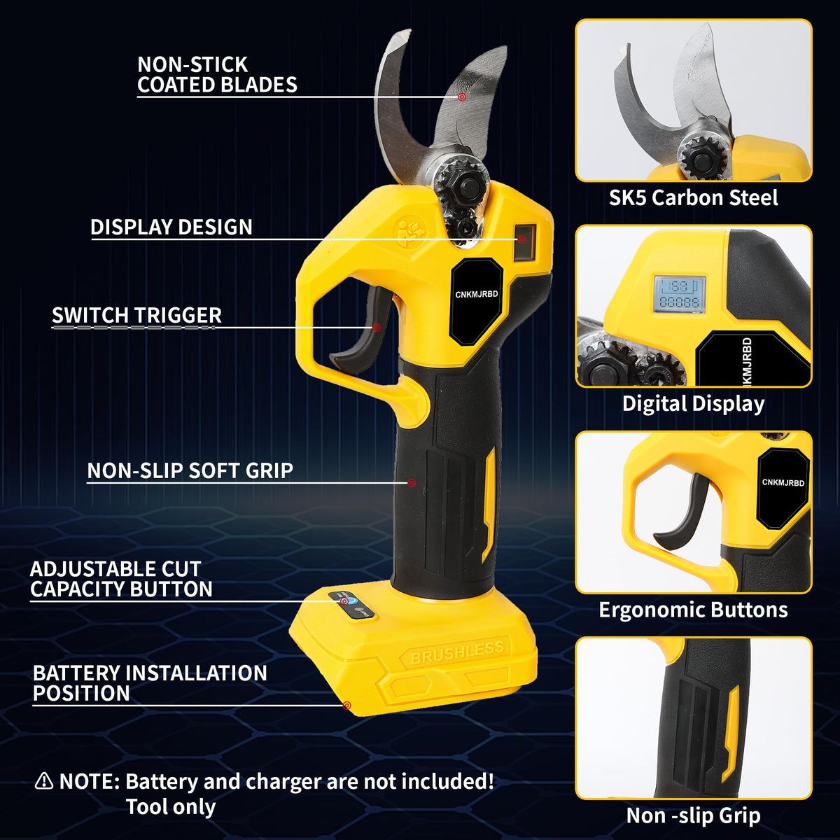 CNKMJRBD pruning shears DeWalt 20V compatible for reuse of batteries.