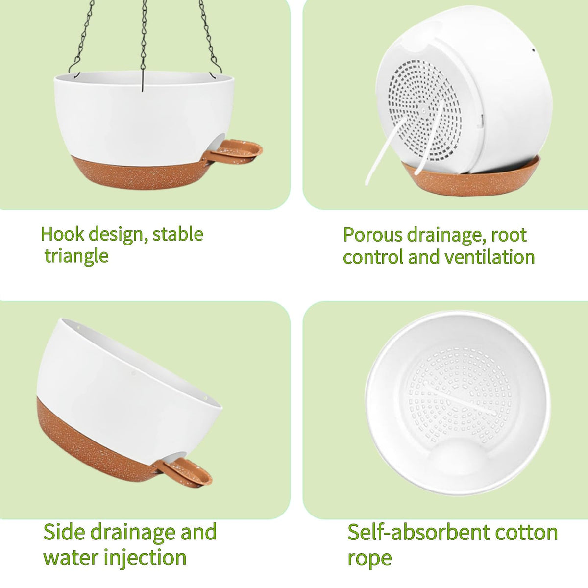 CNLBO white-brown plastic hanging pot with modern two-tone look.