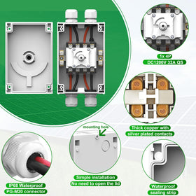 CNLonQcom IP66 weatherproof enclosure protects the PV switch in harsh outdoor conditions.