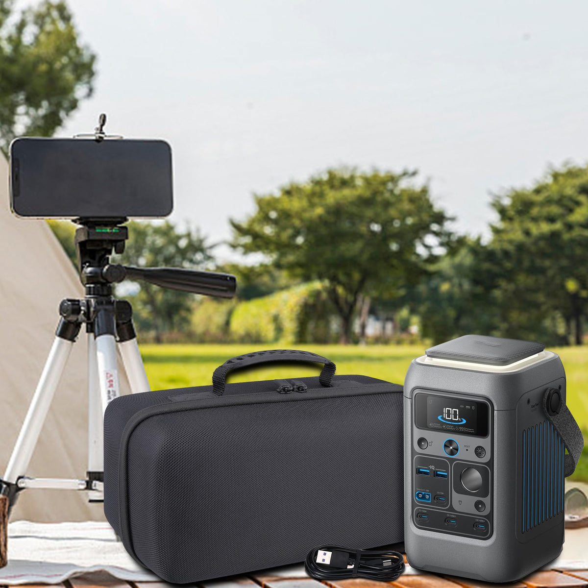 co2CREA compact, portable SOLIX case fits in backpacks for travel-friendly power on the go.