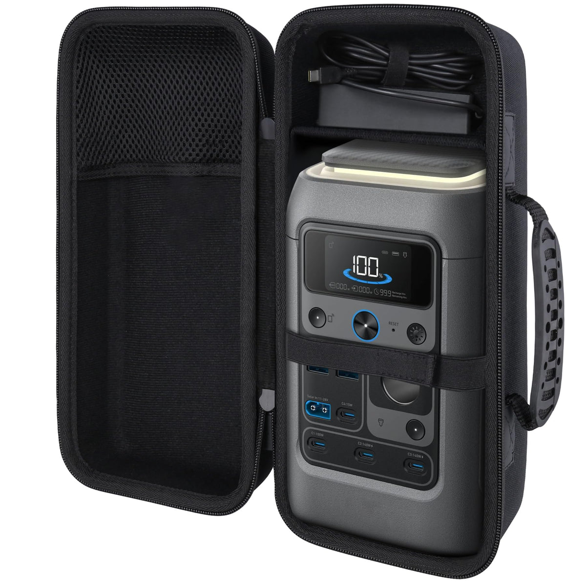 co2CREA hard travel case for Anker SOLIX C300 DC power station protects gear during transit.