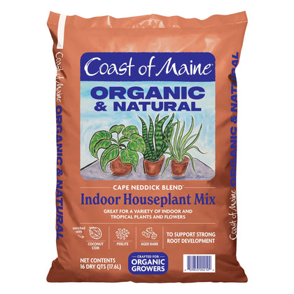 Coast of Maine Cape Neddick Blend 16qt indoor houseplant mix promotes strong root growth.