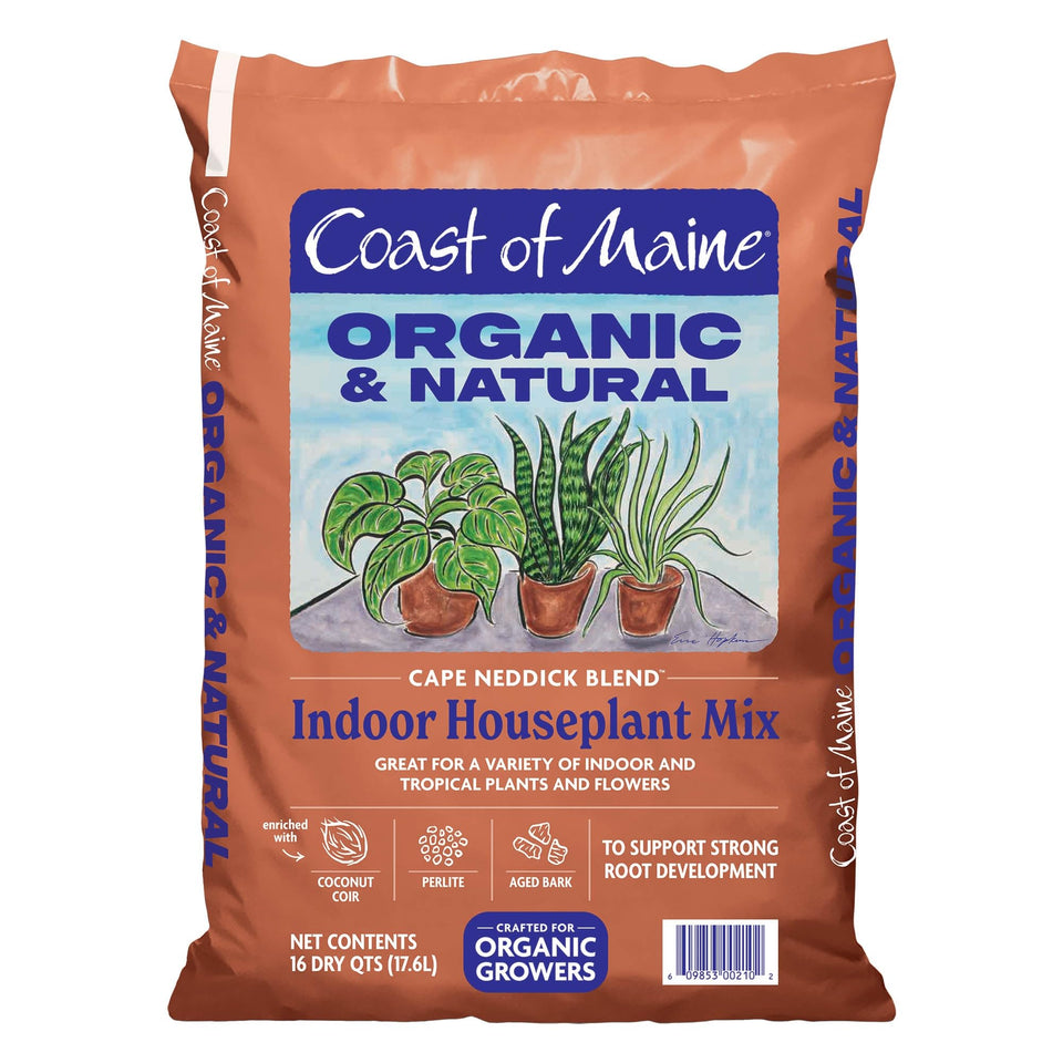 Coast of Maine Cape Neddick Blend 16qt indoor houseplant mix promotes strong root growth.