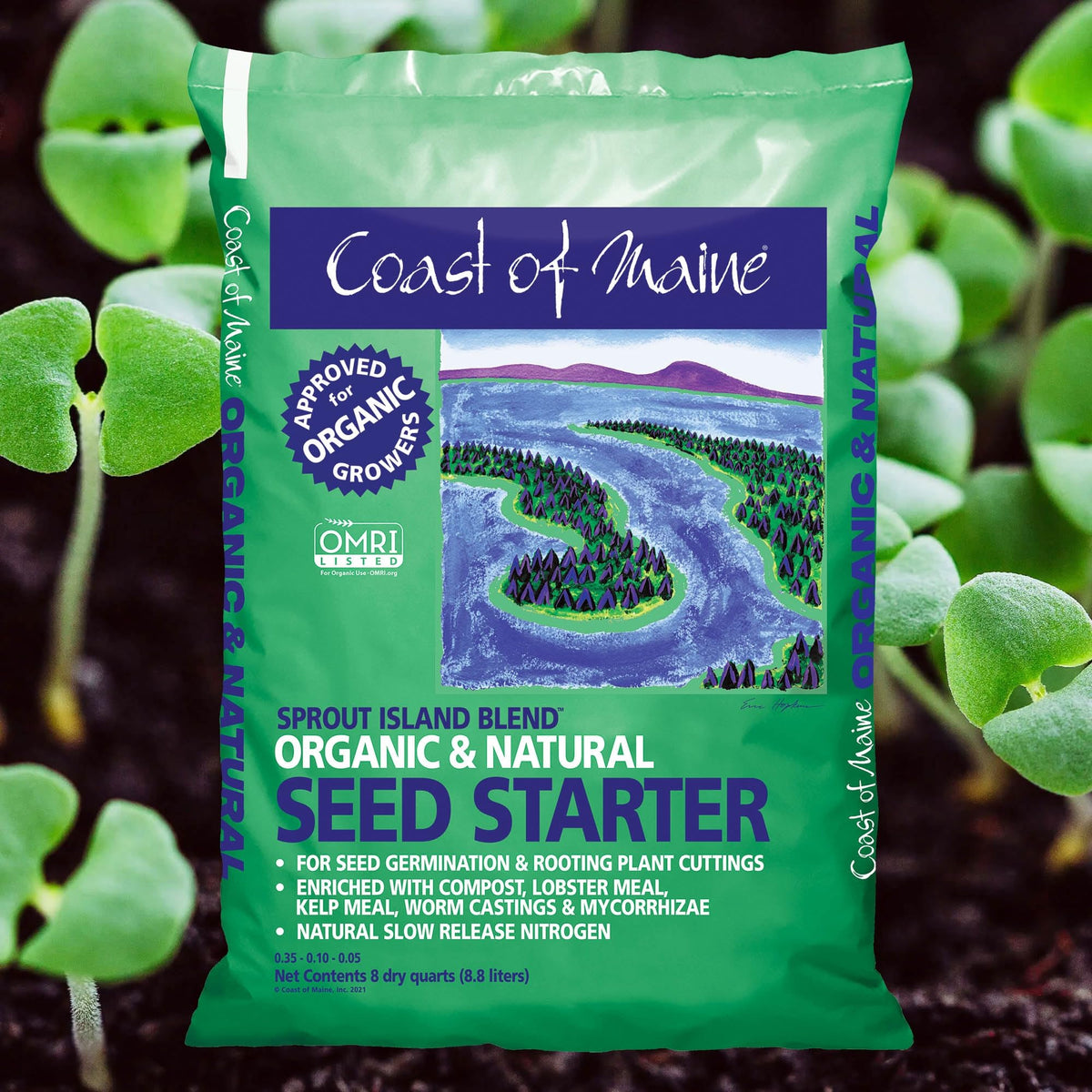 Sprout Island Blend moisture-retention formula supports seedlings