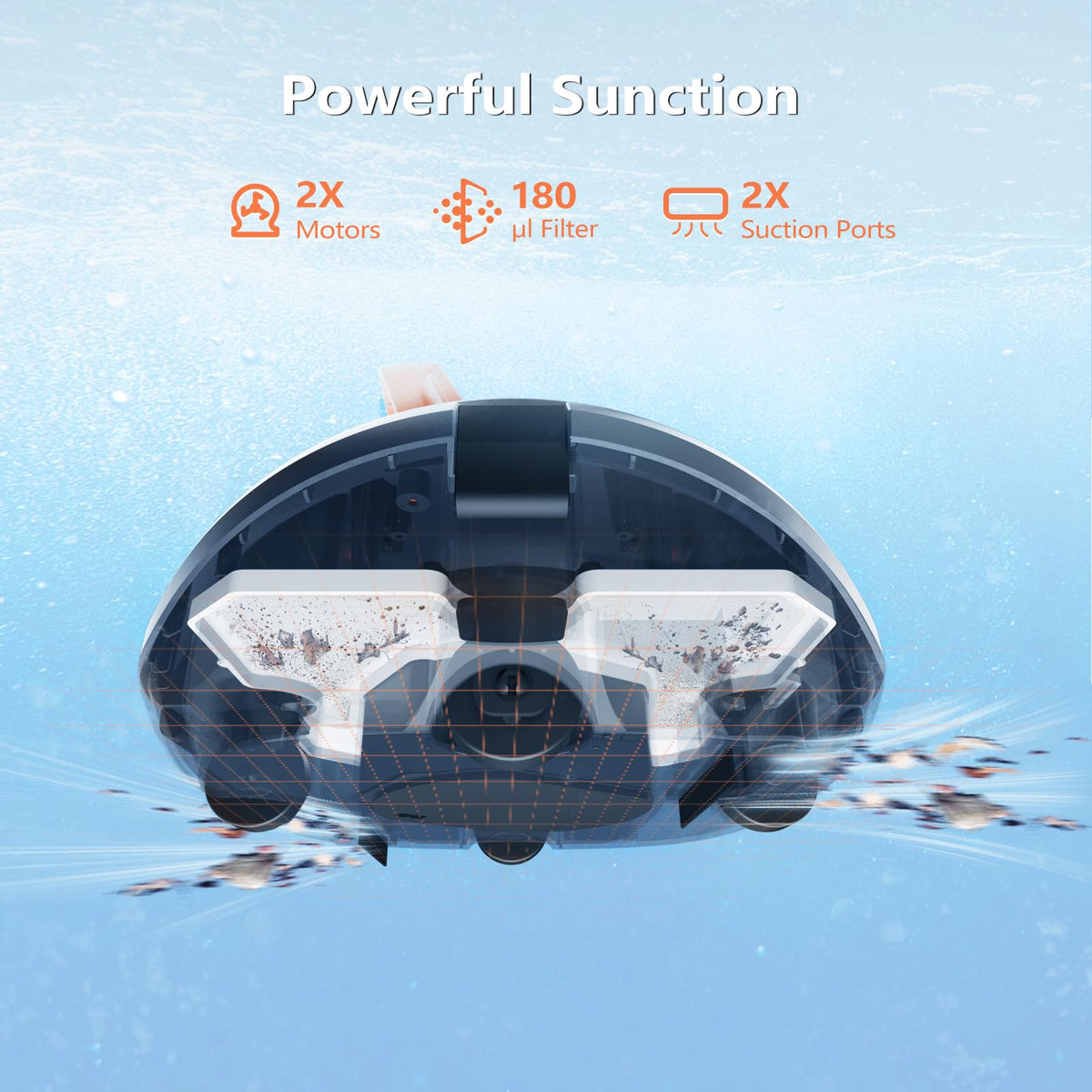 CoasTeering robotic pool cleaner on charging dock for easy cordless recharging.