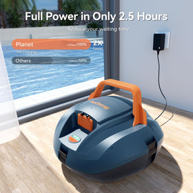 CoasTeering robotic pool cleaner in action cleaning the pool floor.