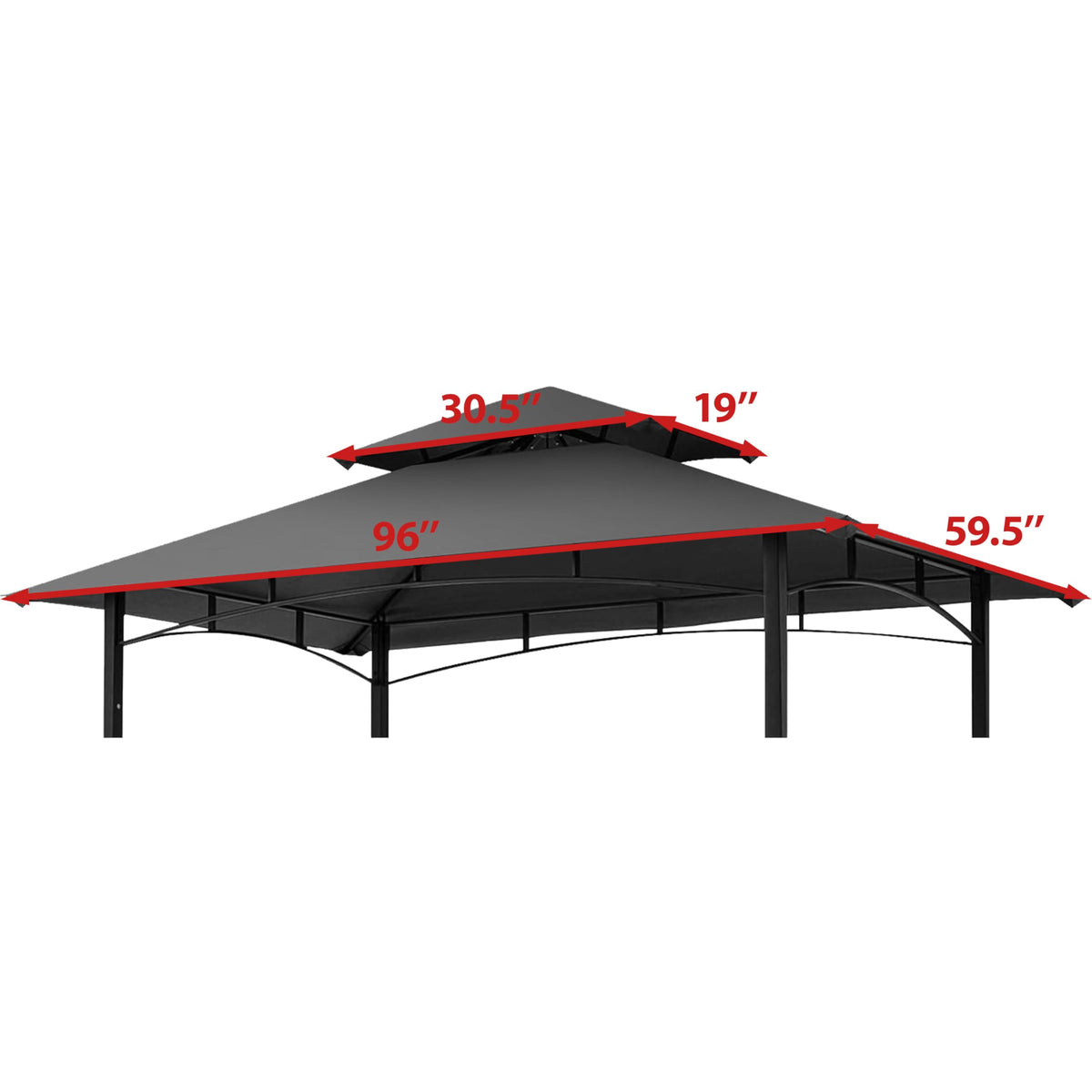CoastShade gazebo top side view in gray showing secure fit design.