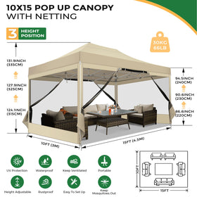 COBIZI 10x15 canopy sidewalls illustrate ventilation while deterring insects.