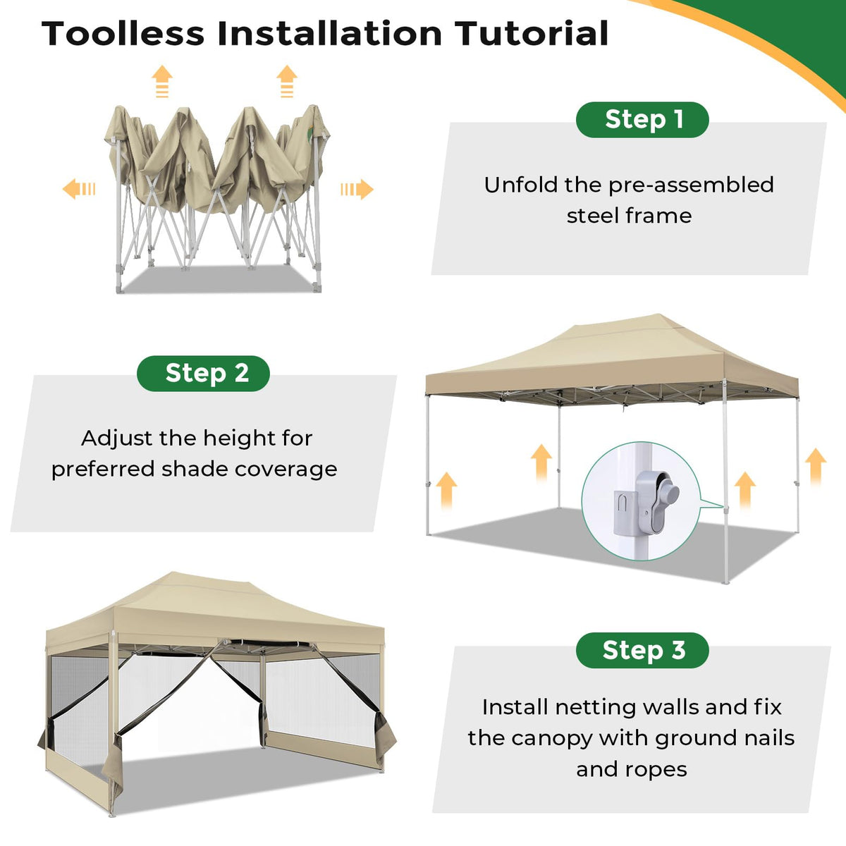 COBIZI canopy at a wedding or event demonstrates quick, tool-free setup.