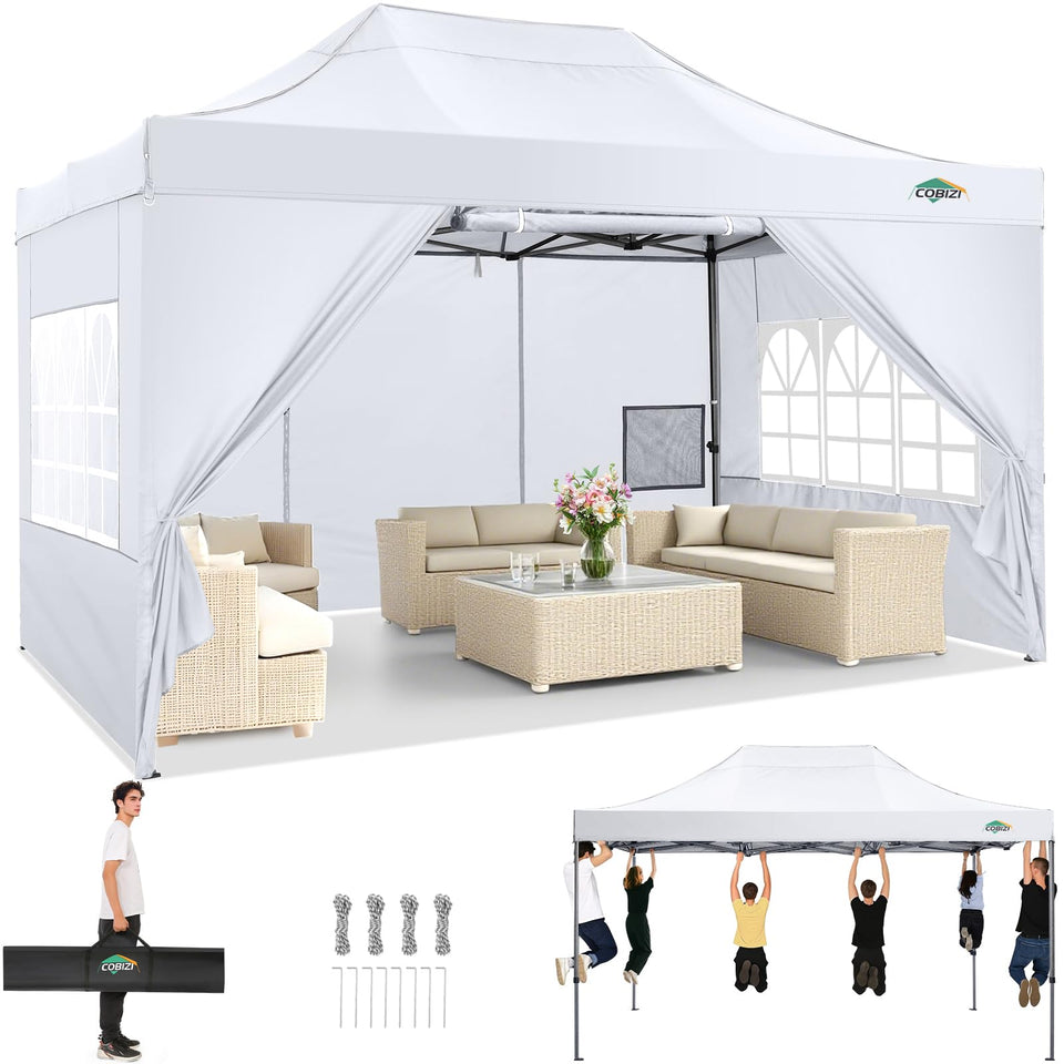 COBIZI 10x15 canopy top cover provides waterproof shade for outdoor events.