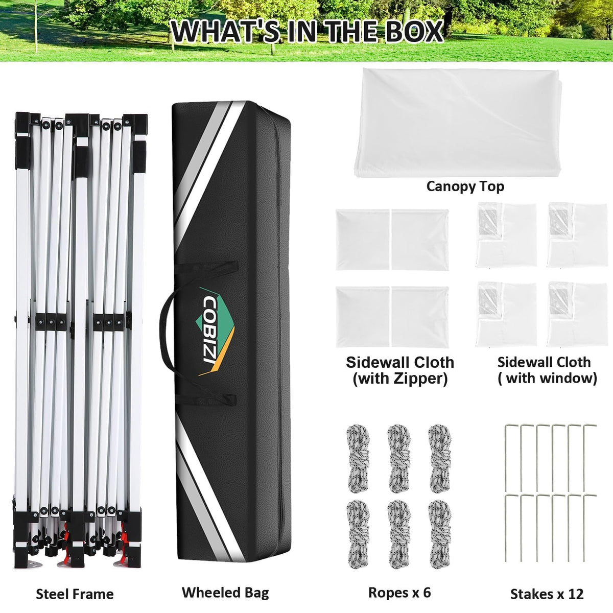 COBIZI 10x20 canopy carrying bag for portable transport.