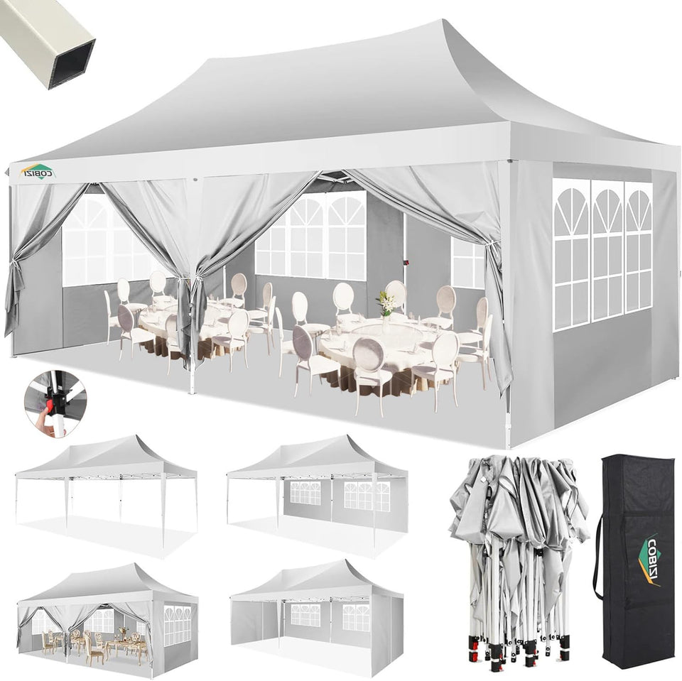 COBIZI 10x20 canopy frame ready for quick setup and sturdy stability.