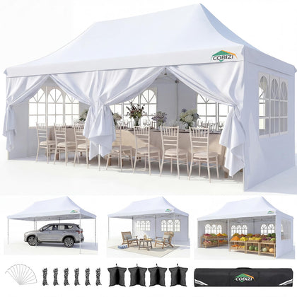 COBIZI 10x20 canopy with peak design ready for quick outdoor setup.