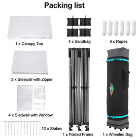 COBIZI 10x20 canopy sandbags and stakes stabilize the shelter