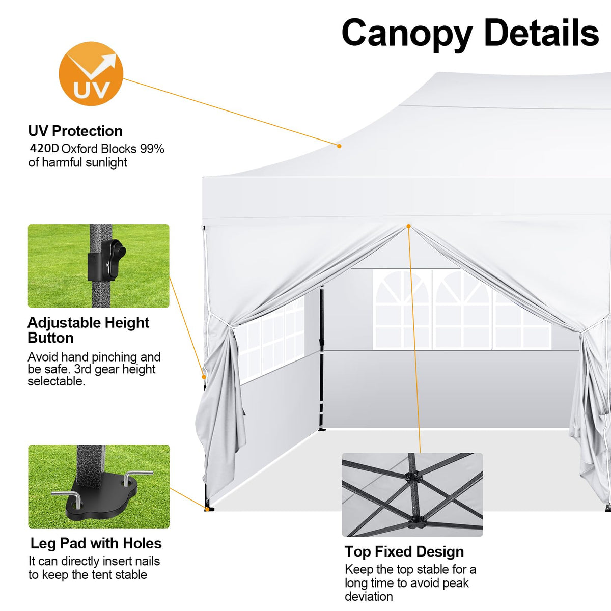 COBIZI 10x20 canopy sidewall with window provides light and airflow