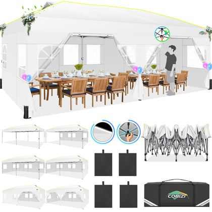 COBIZI 10x20 pop up canopy top provides instant shade and easy setup