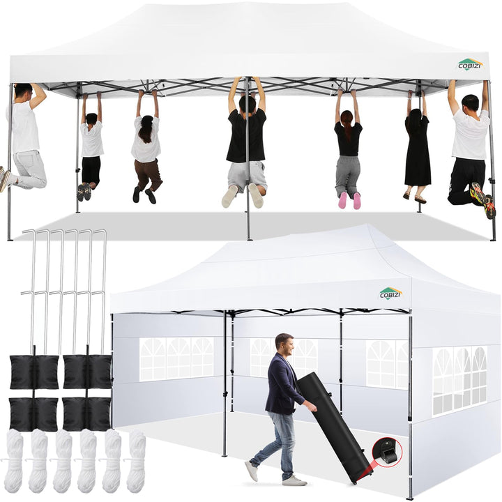 COBIZI 10x20 pop up canopy top shields sun and rain for outdoor events