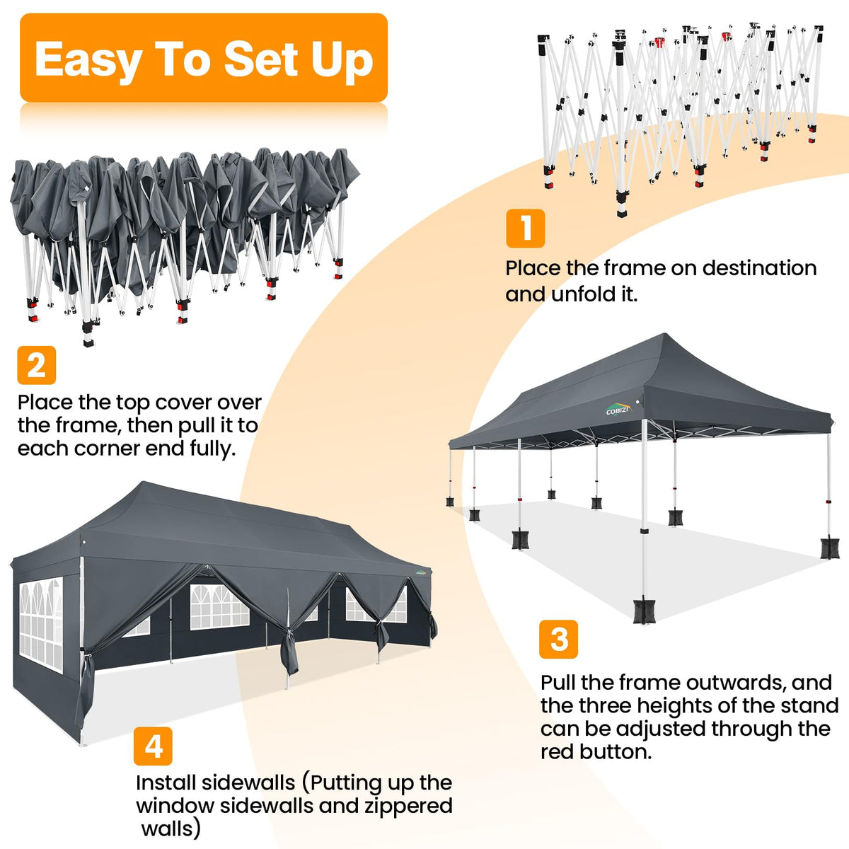 COBIZI tool-free setup saves time at gatherings.