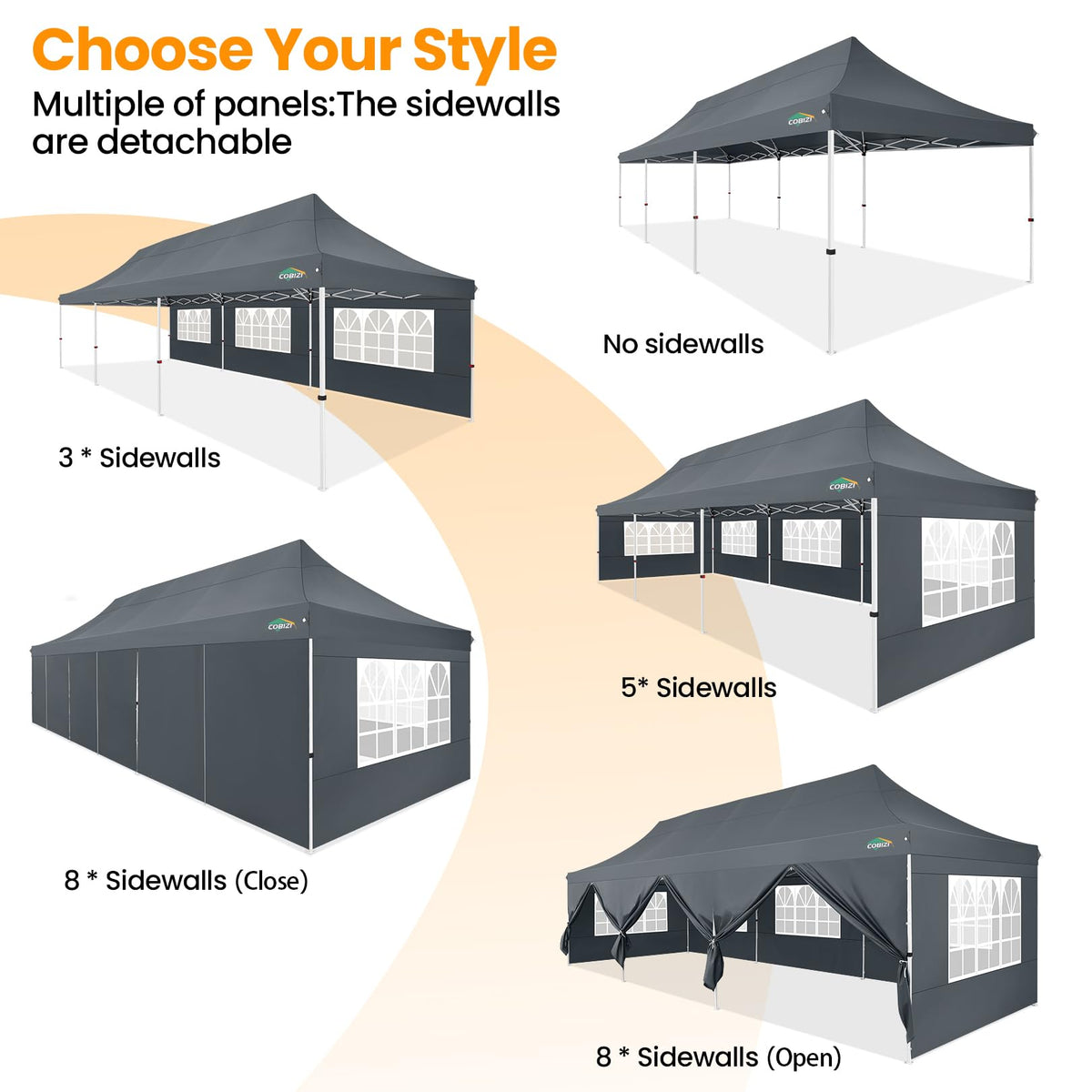 COBIZI waterproof canopy top shields against rain and wind.