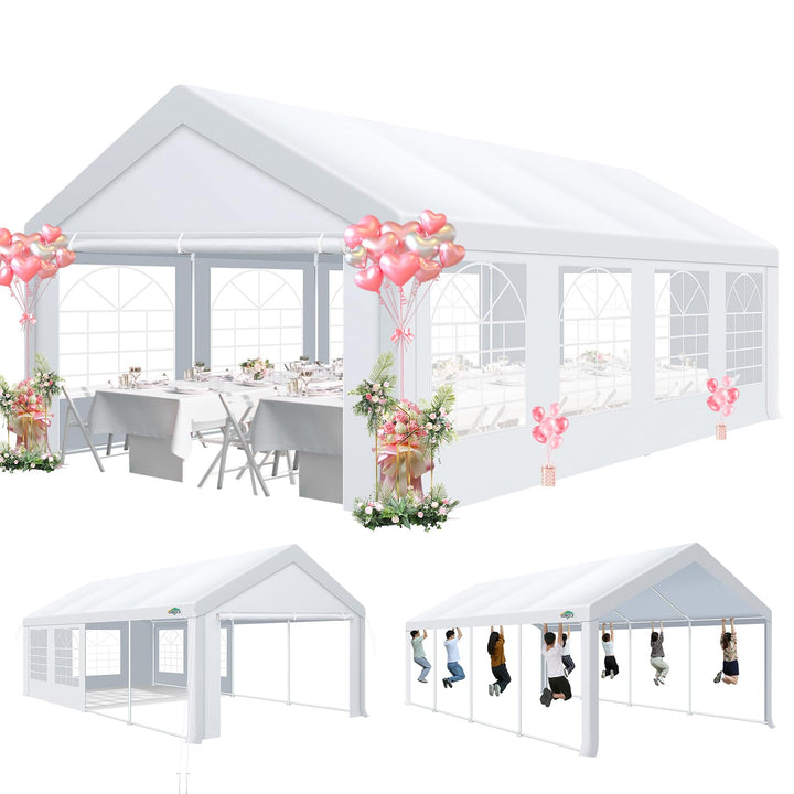 COBIZI 13x26 party tent front view shows roomy shade for outdoor events.
