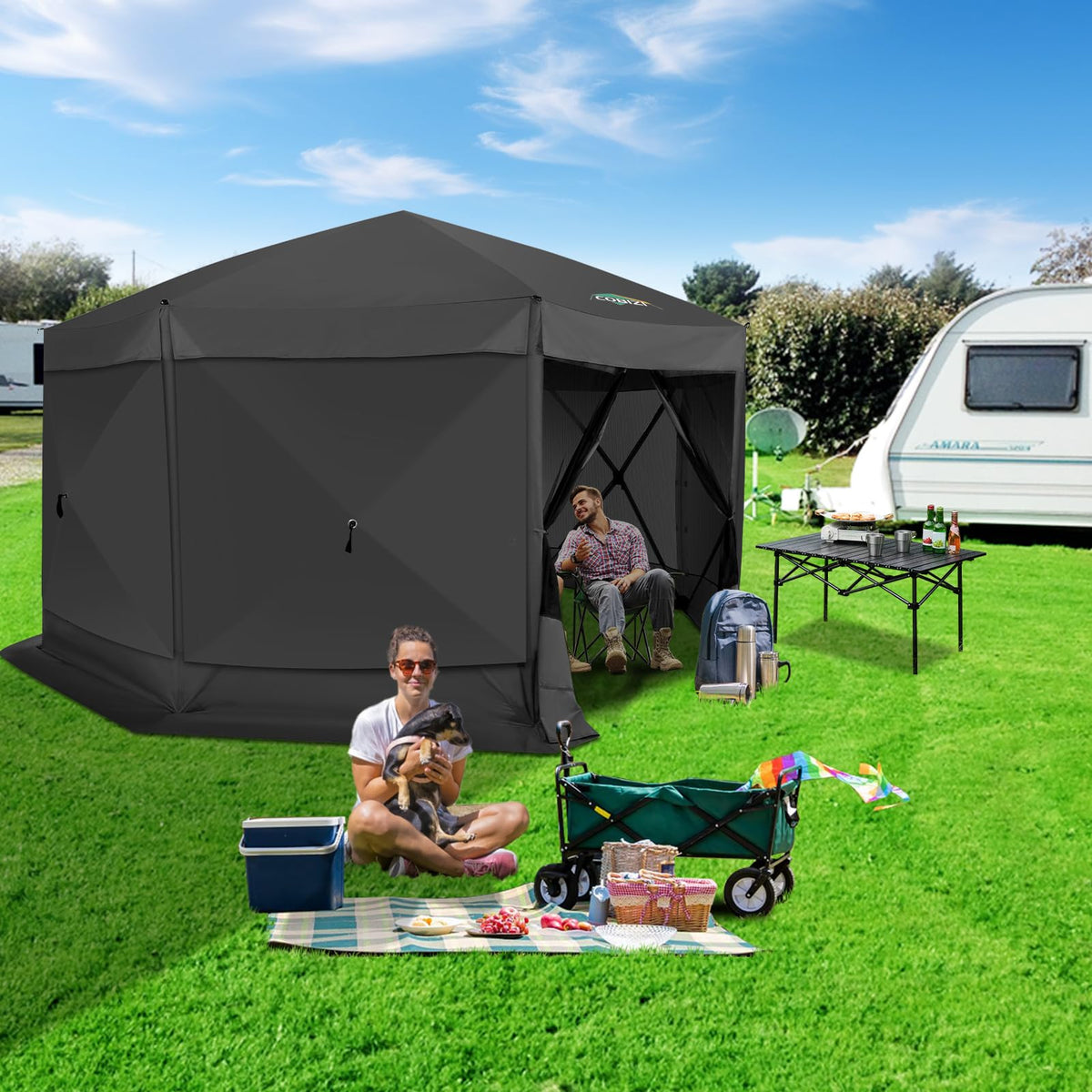 COBIZI 15x15 pop up gazebo in backyard setup for gatherings