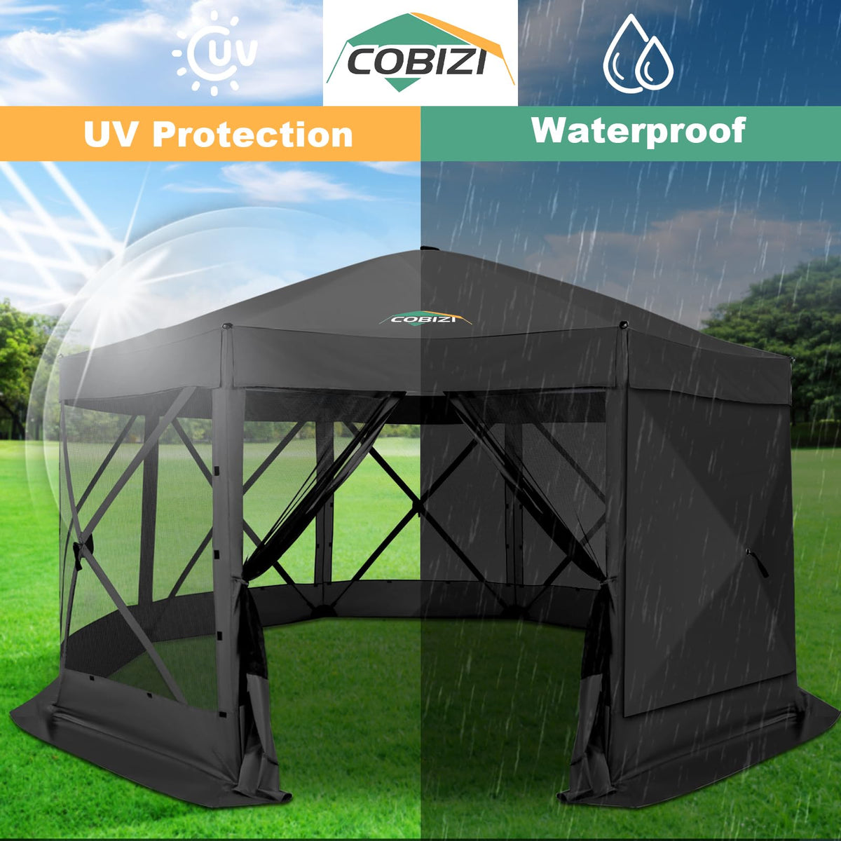 COBIZI 15x15 pop up gazebo with carry storage bag for easy portability