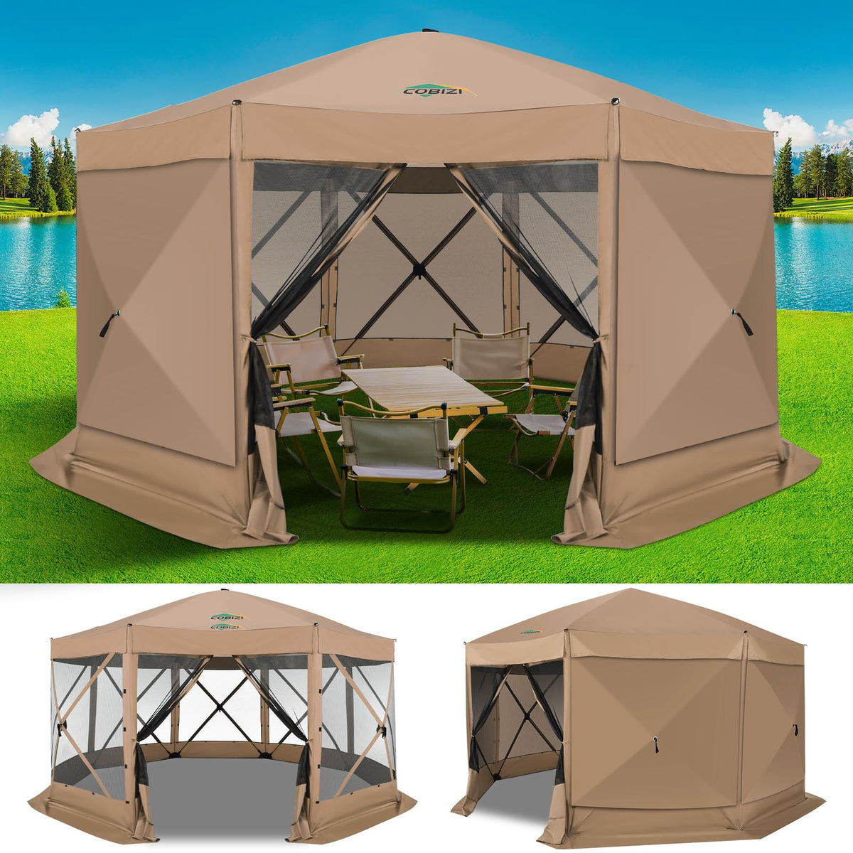 COBIZI 15x15 pop-up gazebo folded in a storage bag for easy transport